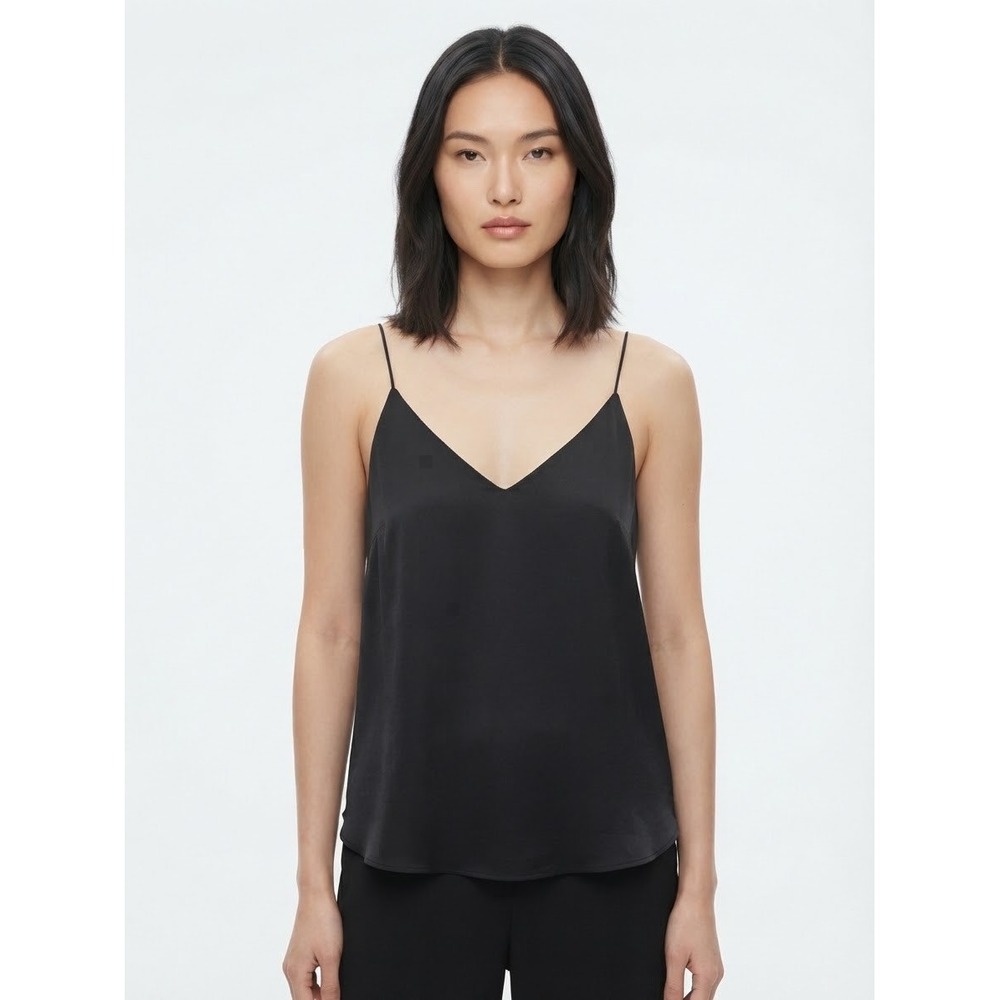 Cami Women Small Black V-Neck Spaghetti Strap Tank Top Excellent